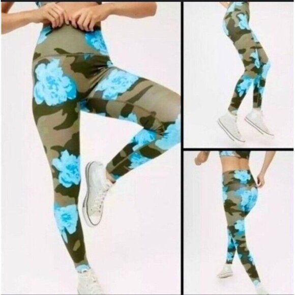 Aerie Offline Goals High Rise 7/8 Leggings Camo Floral Blue size Small NWOT - Picture 1 of 10